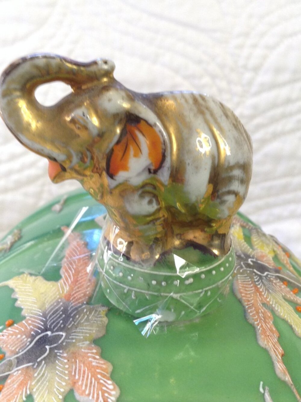 VTG 1920's Kutani Moriyama Green Sake/Liquor w/Stopper Collectble RARE ALL Orig - Picture 9 of 10